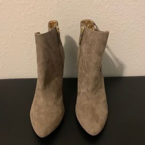 A.n.a open side high heel tan booties